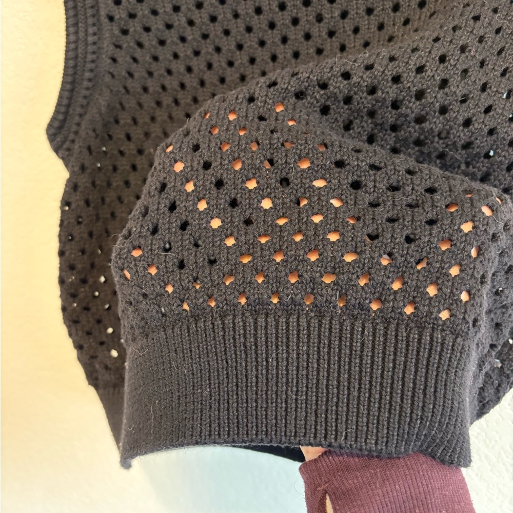 Sincerely Jules Black Open Knit Sweater Vest Sleeveless Crochet Size M - Picture 6 of 9